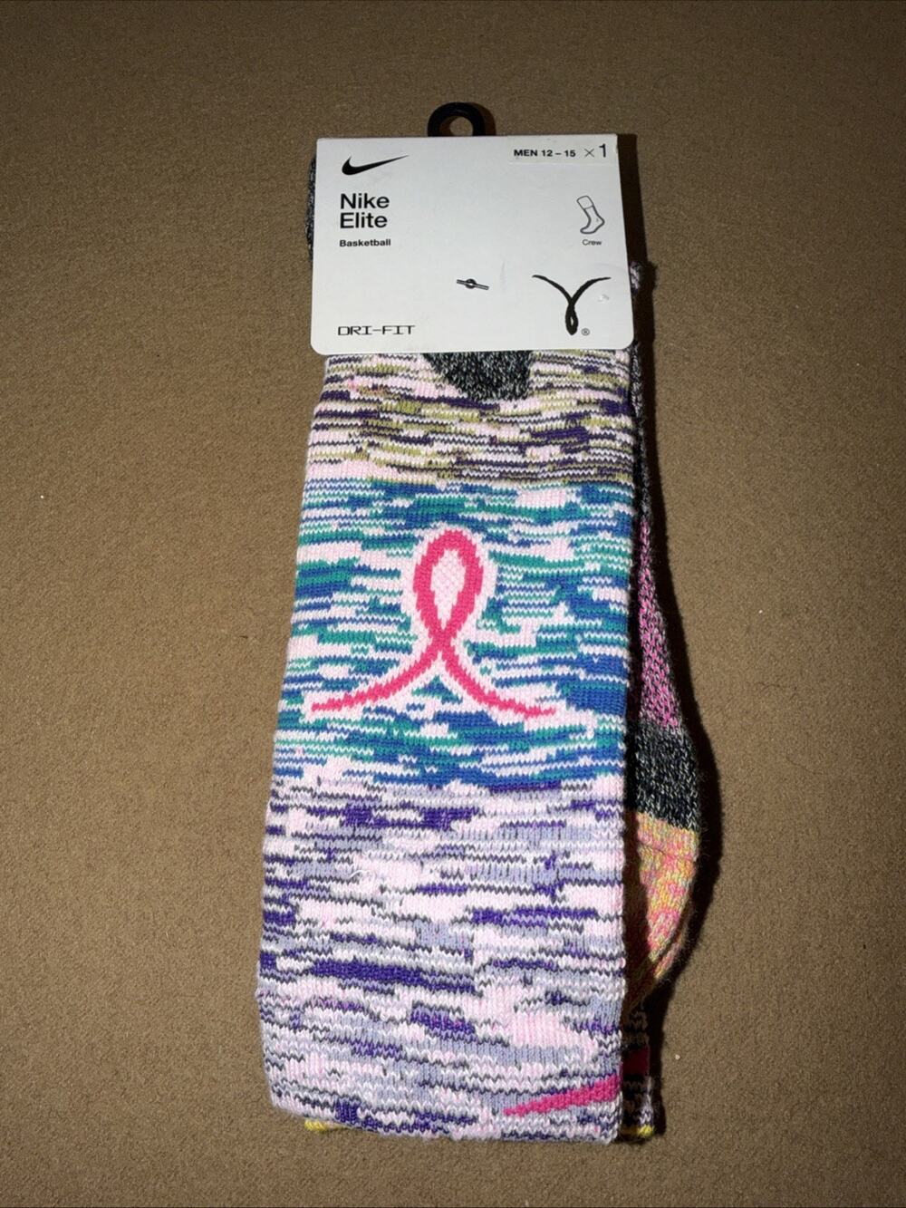 Nike ELITE CREW KAY YOW Basketball Socks DR1864-019 Size XL 12-15
